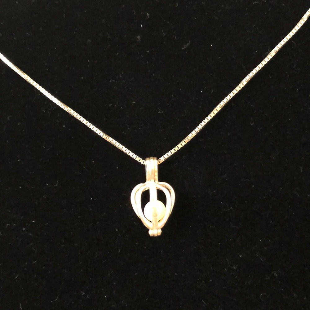 925 silver caged pearl,  925 Sterling silver chain